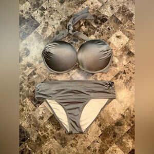 Victorias Secret Miraculous Bombshell bikini taupe 34D /Medium NWOT